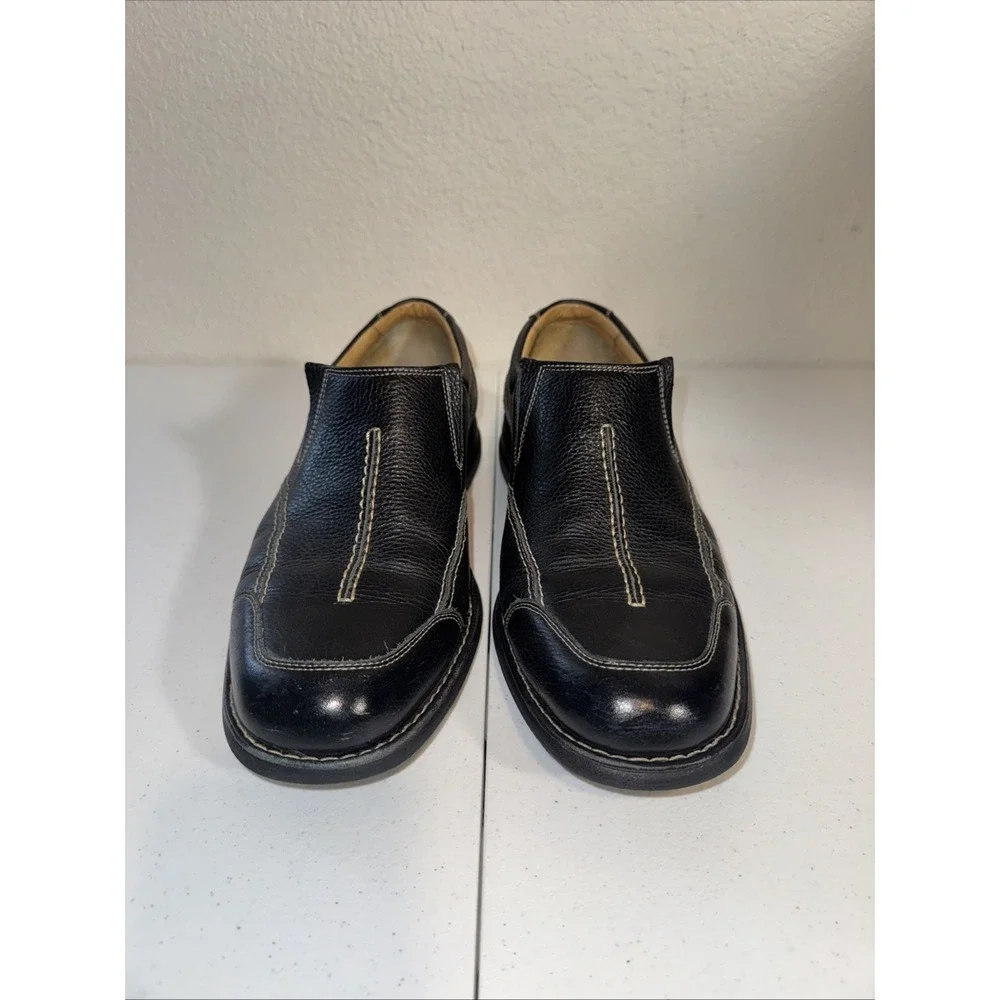 Johnston & Murphy Men's Shoes Size 9 1/2 Loafer Black Slip On Sheep Skin Leather